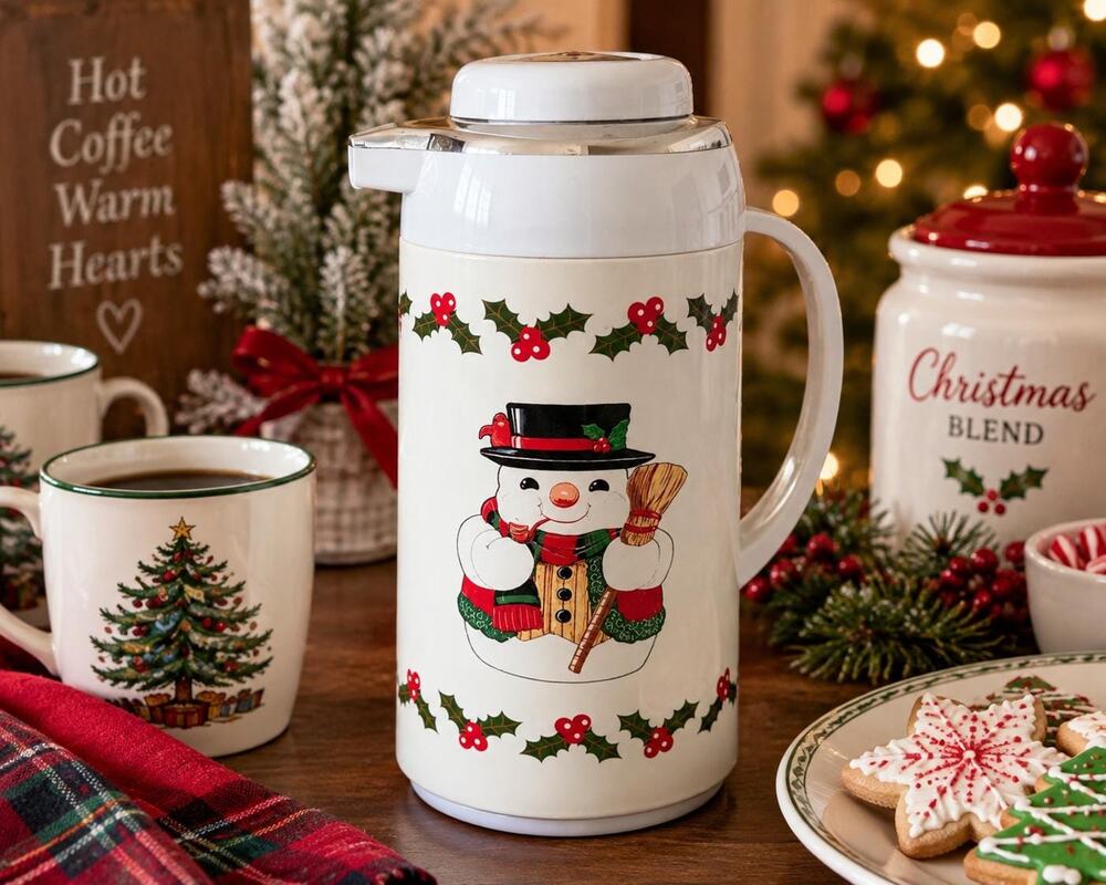 Vintage HomeTrends Snowman Holiday Thermal Carafe (1 Quart) With Box